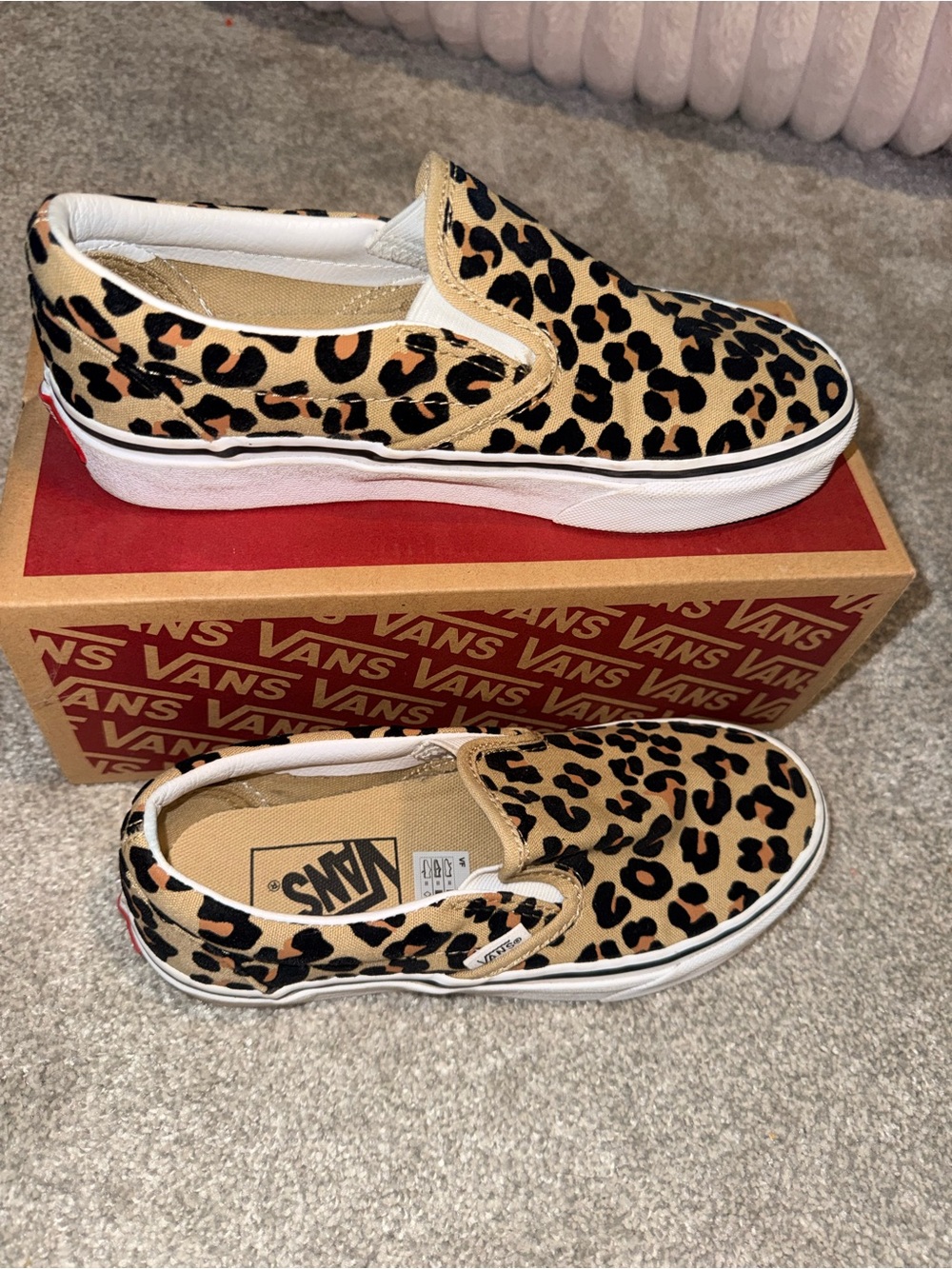 Vans Classic Slip-On Leopard Print Sneakers - Tan/Black